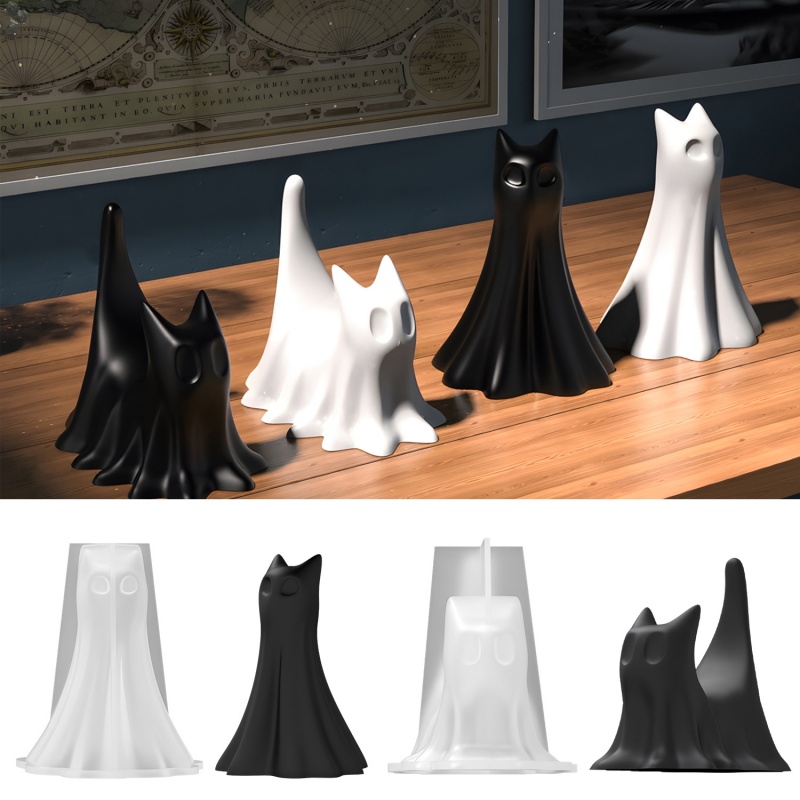 Candle Making Equipment - Gatto fantasma Halloween Ornamento da tavolo